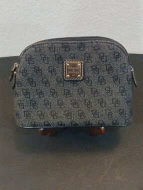 Dooney & Bourke Black Logo Coated Canvas Toiletry Case